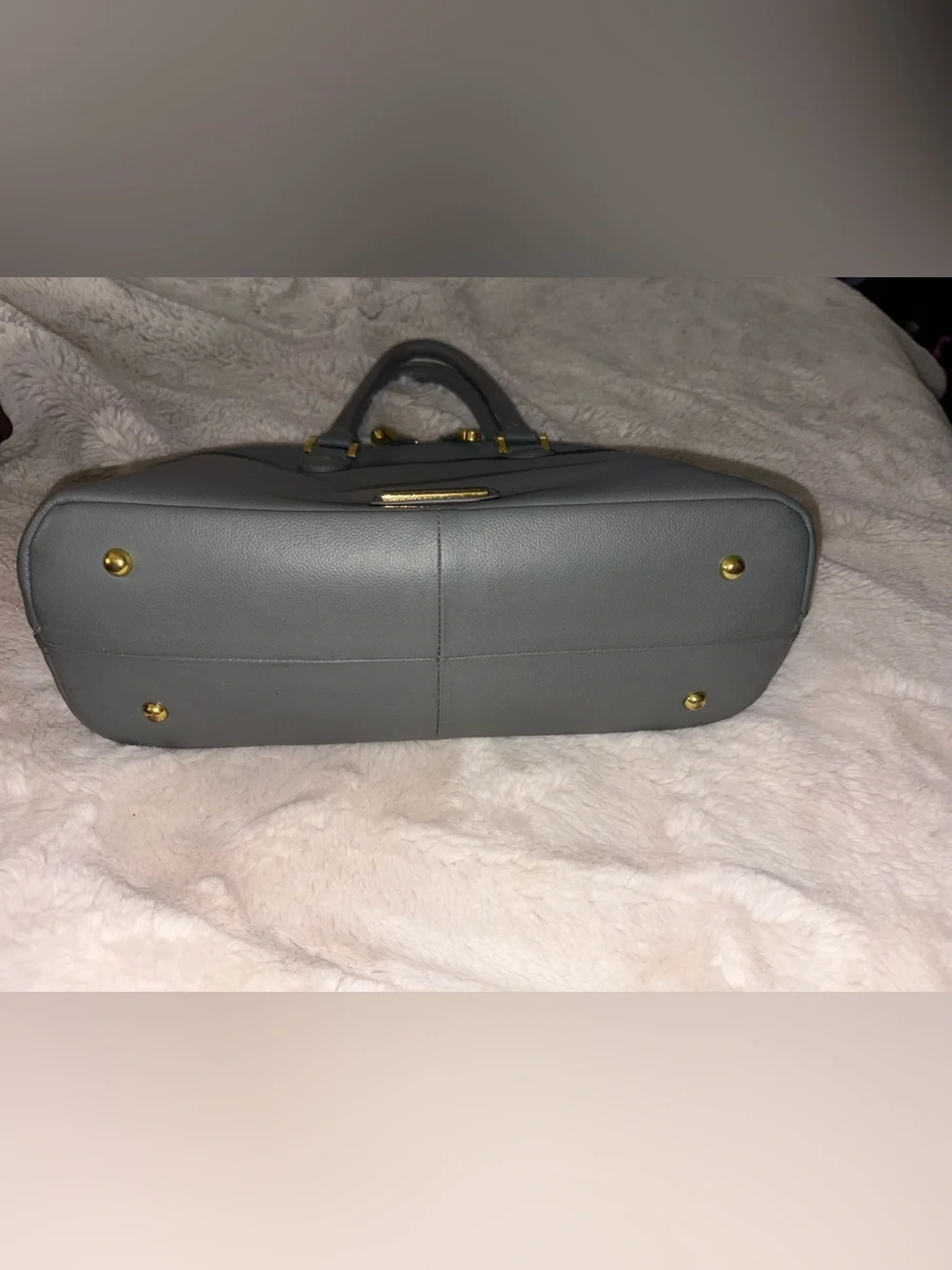 Joy & Iman Gray Satchel with Gold Hardware